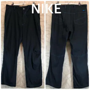 나이키 NIKE 블랙 자수 로고 스우시 스트레이트 컷 팬츠 R