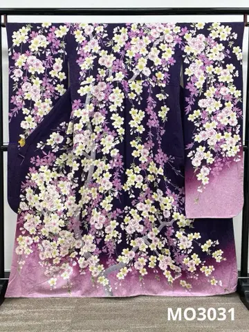 후리소데 럭셔리 금색 자수 벚꽃 문양 기장 160cm