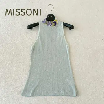 MISSONI 홀더넥 니트 실크 혼방 파스텔 그린 40