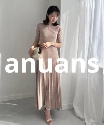 거의 미사용 anuans 반팔 원피스 FREE 핑크 베이지 여성용