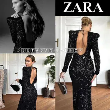 새상품 ZARA 등 오픈 숄더 디자인 풀 스팽글 드레스 원피스