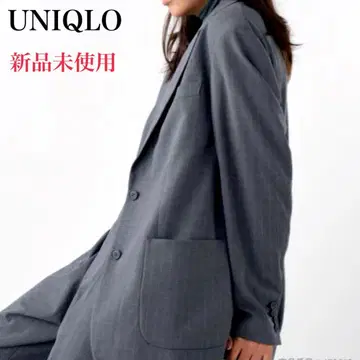 [미사용 새상품] UNIQLO C 오버 사이즈 자켓 그레이 스트라이프 L