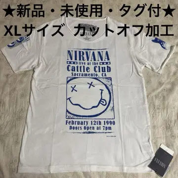 Nirvana 티셔츠 XL 화이트 컷오프 데미지 가공 밴드 티셔츠