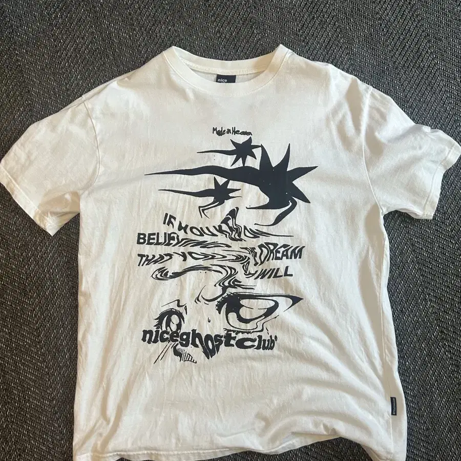 ☆NICE GHOST CLUB☆MOVING SYMBOL T-SHIRT Niceghostclub Moving Symbol T-Shirt Sz Small Off White Tan