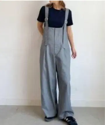 PICH I 그레이 와이드 멜빵바지