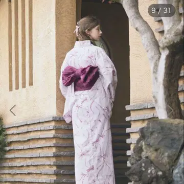Maison de FLEUR 유카타 핑크 리본 무늬