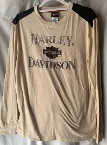 Harley Davidson 롱 슬리브 티셔츠 L 베이지