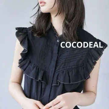 COCODEAL 코코딜 코튼 프릴 슬리브리스 블라우스 M 블랙 블랙