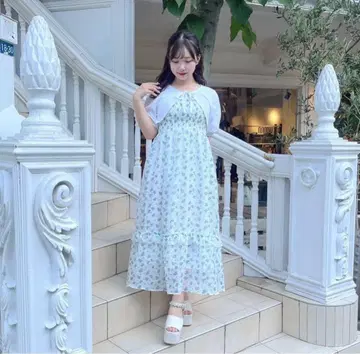 evelyn 꽃무늬 쉬폰 캐미 OP + 볼레로