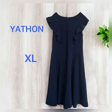 YATHON 네이비 프릴 소매 원피스 XL 수입 구제 의류