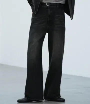 WYM LIDNM CURVED FLARE DENIM SLACKS M
