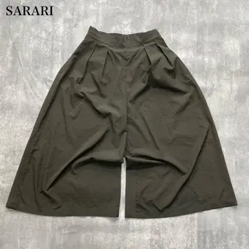 샤라리 [ M ] 와이드 팬츠 가우초 크롭 턱 디자인 하이라이즈