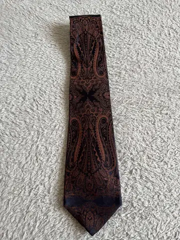 ETRO 페이즐리 무늬 넥타이 다크 브라운