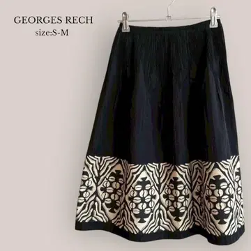 조르쥬 레쉬 GEORGES RECH 플레어 스커트 미디 기장 밴딩 블랙