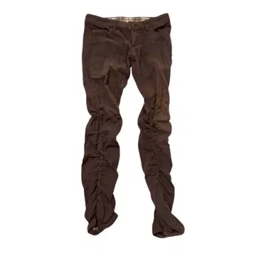 AFRICA TARO 카고풍 개더 팬츠 (M) 브라운 계열 안감 체크