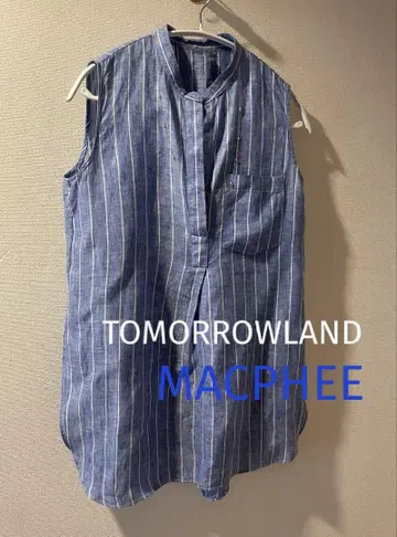TOMORROWLAND 맥피 프렌치 린넨 슬리브리스 스트라이프 셔츠
