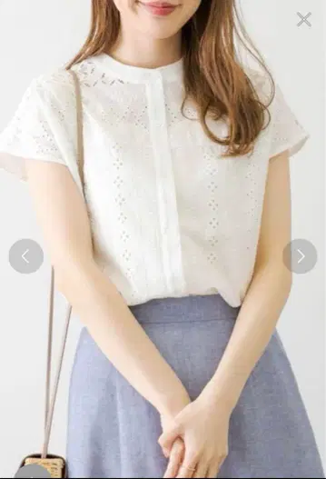 어반 리서치 밴드 카라 코튼 레이스 셔츠