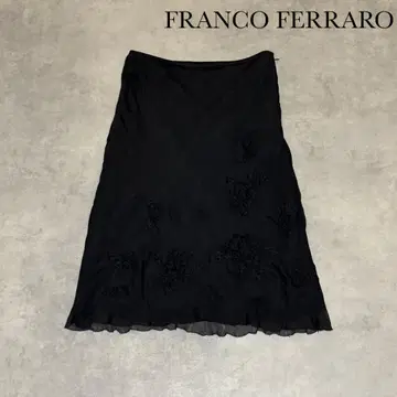 FRANCO FERRARO 실크 꽃 장식 블랙 스커트 R229