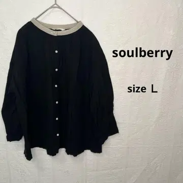 soulberry 상의 블랙 L 여성용 린넨 원단 캐주얼 새상품급