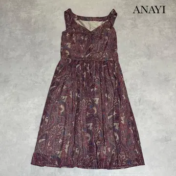 ANAYI 아나이 페이즐리 무늬 슬리브리스 원피스 일본제 R231