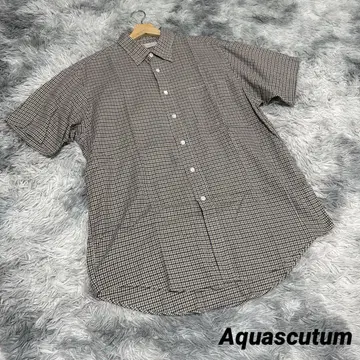 [새상품급] Aquascutum 아쿠아 스큐텀 반팔 셔츠 체크 LL