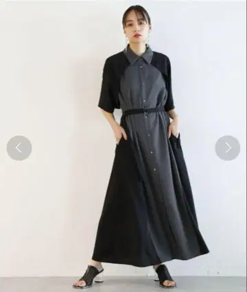 HARE 하레 사이드 바이컬러 원피스 그레이 블랙