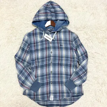 디센던트 HOODED LS SHIRT 플란넬 셔츠 체크 자수 가을/겨울