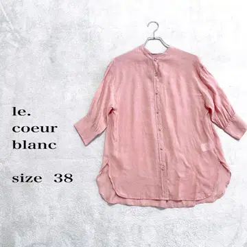 le. coeur blanc 핑크 시어 셔츠 스탠드 카라 사이즈 38