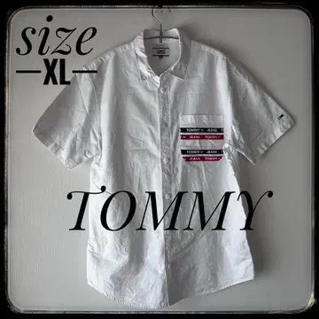 TOMMY JEANS 반팔 셔츠 화이트 로고 사이즈 XL