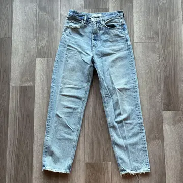 데님 블루 스트레이트 데미지 진 여성용 MOUSSY