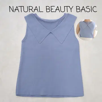 NATURAL BEAUTY BASIC 라이트 블루 상의 슬리브리스