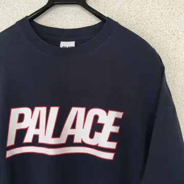 PALACE 티셔츠 네이비 화이트 레드 로고 트리코롤 컬러