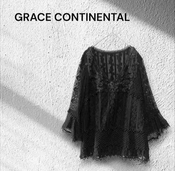 GRACE CONTINENTAL 블랙 레이스 튜닉 비침 프리