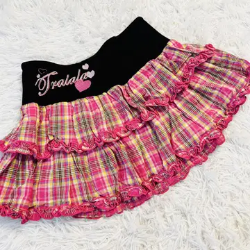 투라라 체크 무늬 스커트 핑크 y2k 00s 헤이세이 갸루