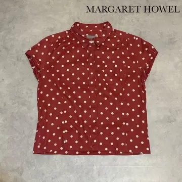 MARGARET HOWEL 도트 무늬 린넨 블라우스 반팔 R239