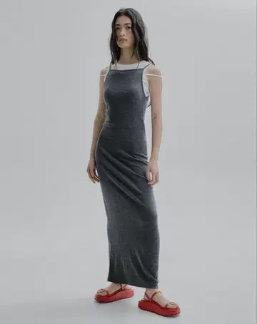 oaf BACK BUCKLE MAXI DRESS 그레이