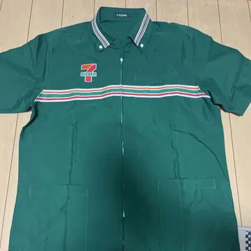 7-ELEVEN 그린 반팔 워크 셔츠 L