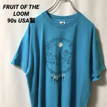 N-4884 90년대 프룻 오브 더 룸 USA 네이티브 울프 티셔츠 XL