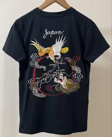 동양 엔터프라이즈 티셔츠 size S 호랑이 자수 일본 지도 블랙 반팔