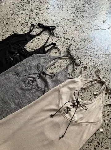 JUEMI Lace Up Ribbed Dress