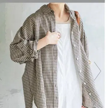스픽 앤 스팬 깅엄 체크 헴프 루즈 셔츠