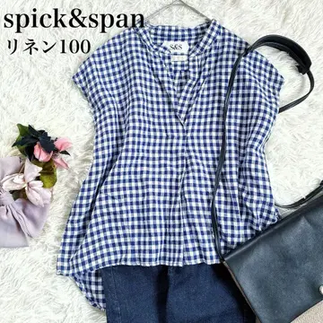 spick&span 스픽 앤 스팬 깅엄 체크 린넨 블라우스 린넨