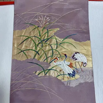 연보라색 학 자수 나고야 오비(약 27.3cm) 나고야 오비 포멀 오비