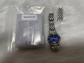 Swatch 손목시계 파란색 실버