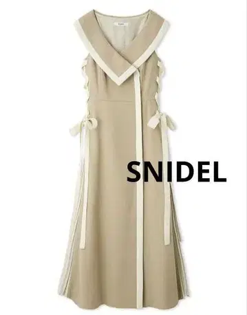 SNIDEL 사이드 플리츠 트위드 원피스 베이지