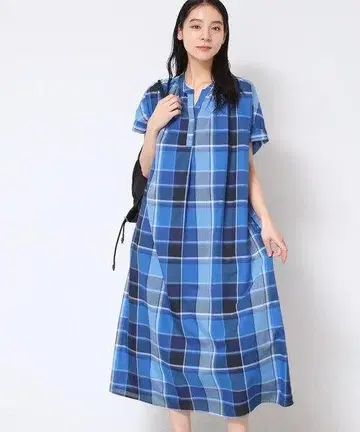 택 포함 새상품 Dessein 데셍 효과 체크 무늬 스키퍼 원피스