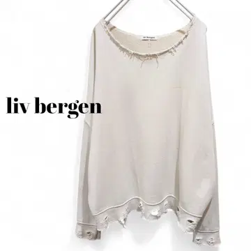 livbergen 빈티지풍 데미지 맨투맨 베이지 오버 사이즈