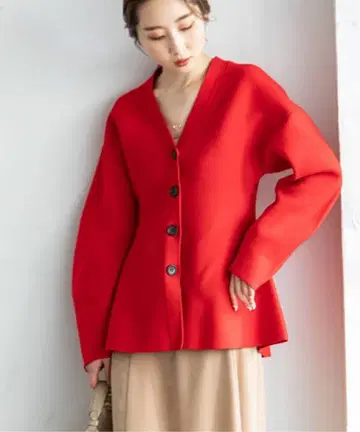 NOBLE 노블 MINA 허리 쉐이프 가디건 레드 프리 사이즈
