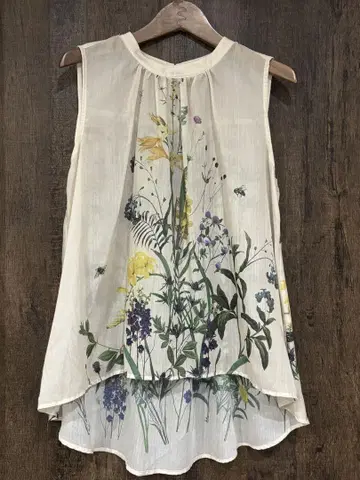 미사용 TEVALT 꽃무늬 슬리브리스 튜닉 38 일본제