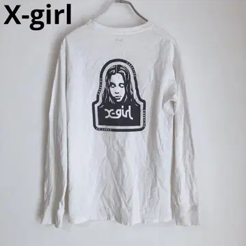 엑스걸 롱T 긴팔 티셔츠 프린트 티셔츠 면 화이트 M